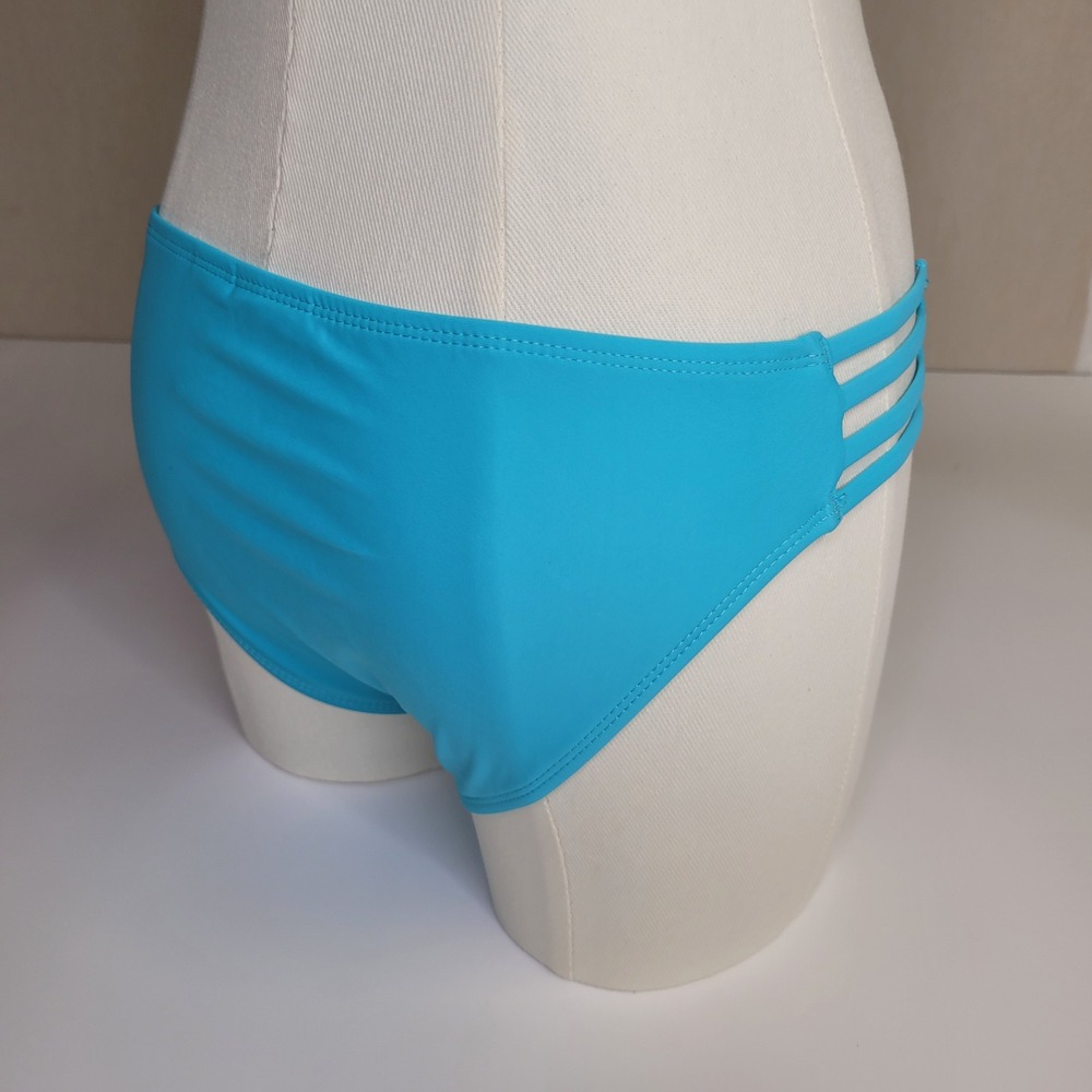 California Waves Turquoise Strappy Scoop Bikini Bottoms Medium Blue NEW - Picture 10 of 11